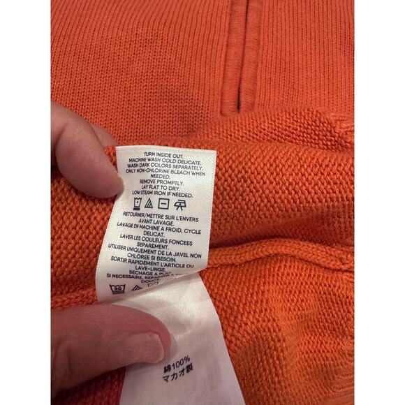 Lands' End Men's Quarter Zip Drifter Ribbed Pullover Sweater Spiced Apricot Sz L - Picture 10 of 11